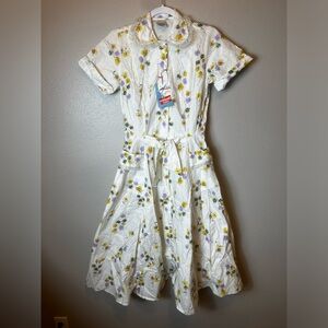 Vintage 50’s/60’s Deadstock Everglaze Cotton Allendale Fashion Fit & Flare Dress
